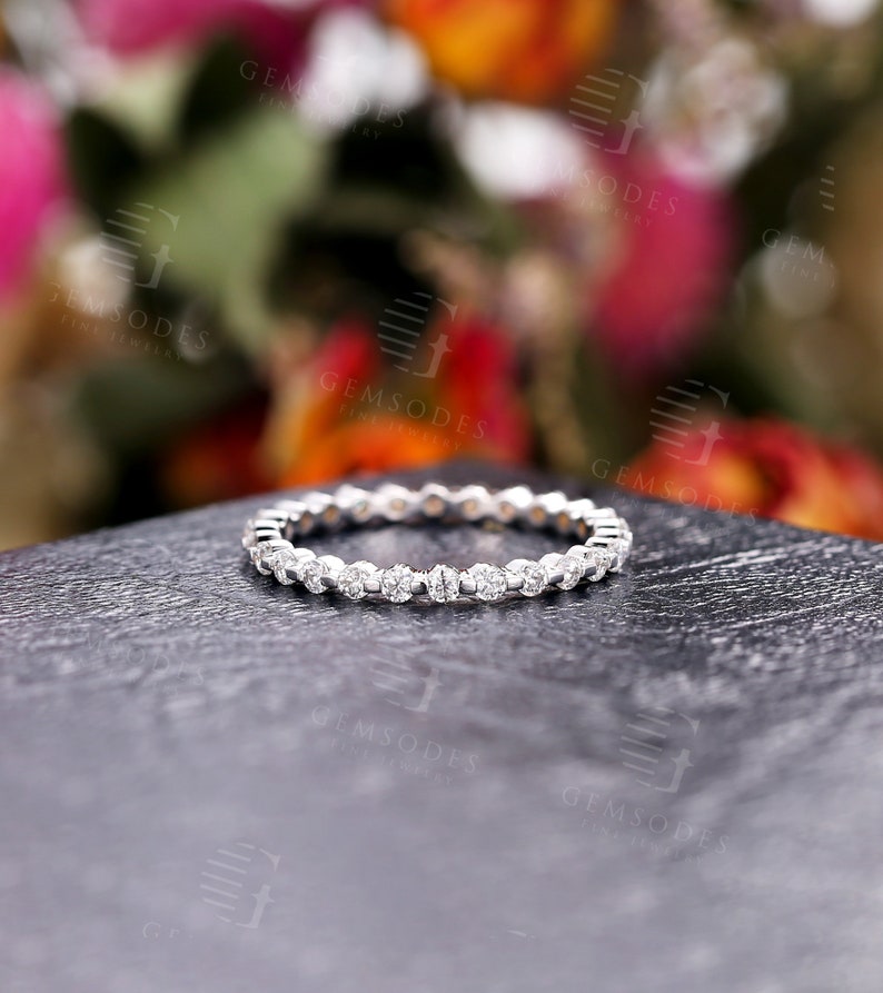 Moissanite Wedding Band Women Eternity Band 14k Gold Diamond Etsy