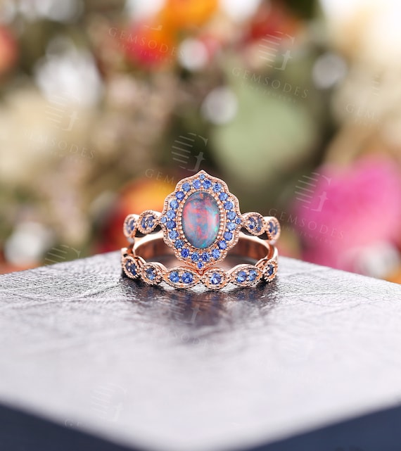 Opal Engagement Ringopal Wedding Setrose Gold Engagement 