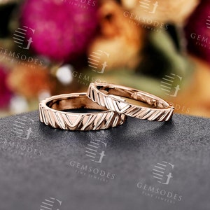 White gold engagement wedding band women plain gold simple matching band handmade engraved stacking band unique anniversary promise ring