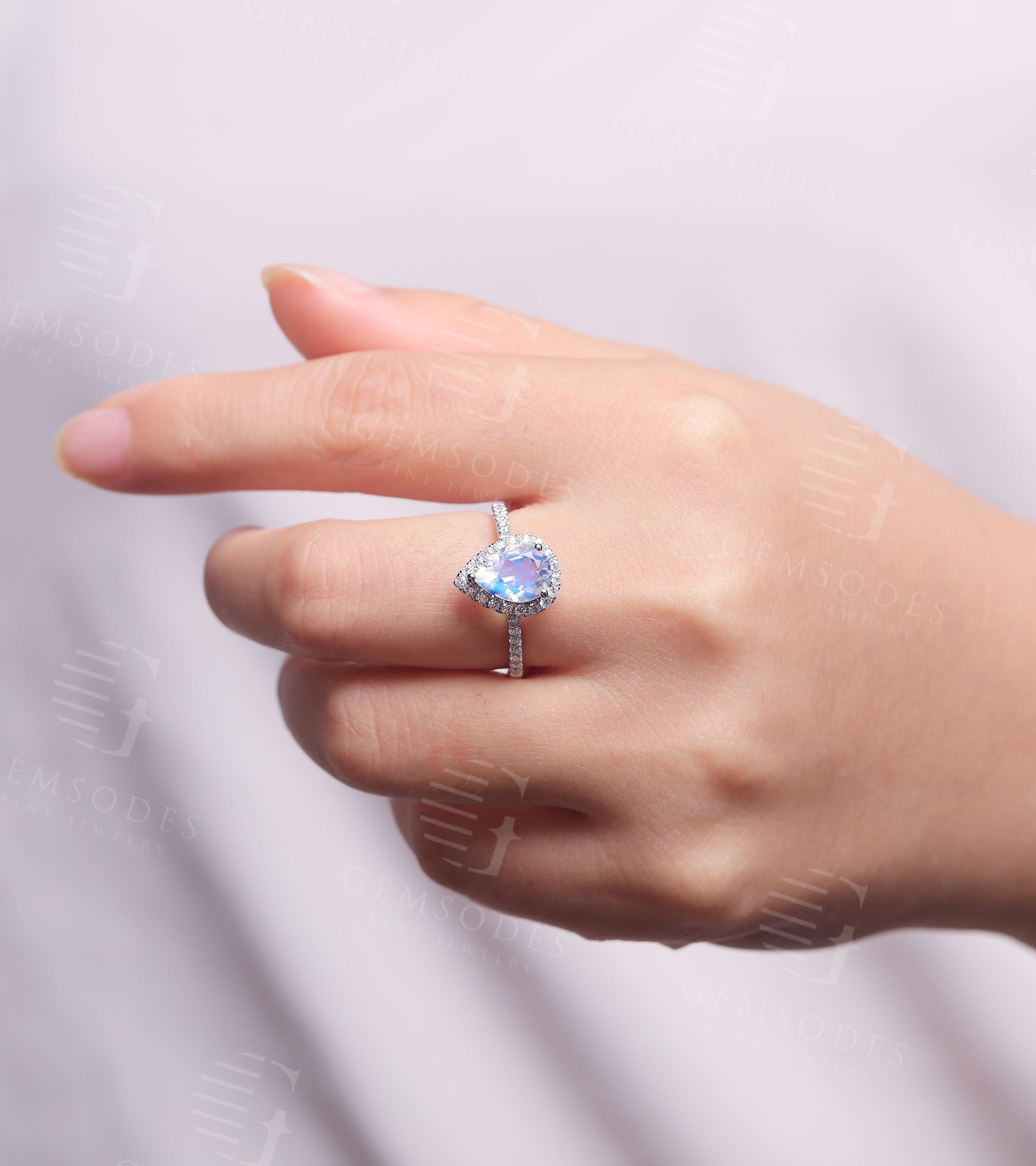 Moonstone Engagement Ring vintage Pear shaped Milgrain 14k Etsy