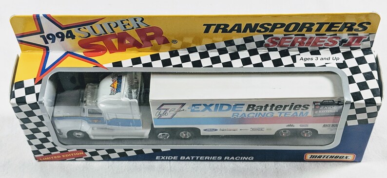 1994 Matchbox Super Star Transporters Exide Batteries Racing #7 NIP White Rose Collectibles Unopened Series Two Limited Edition