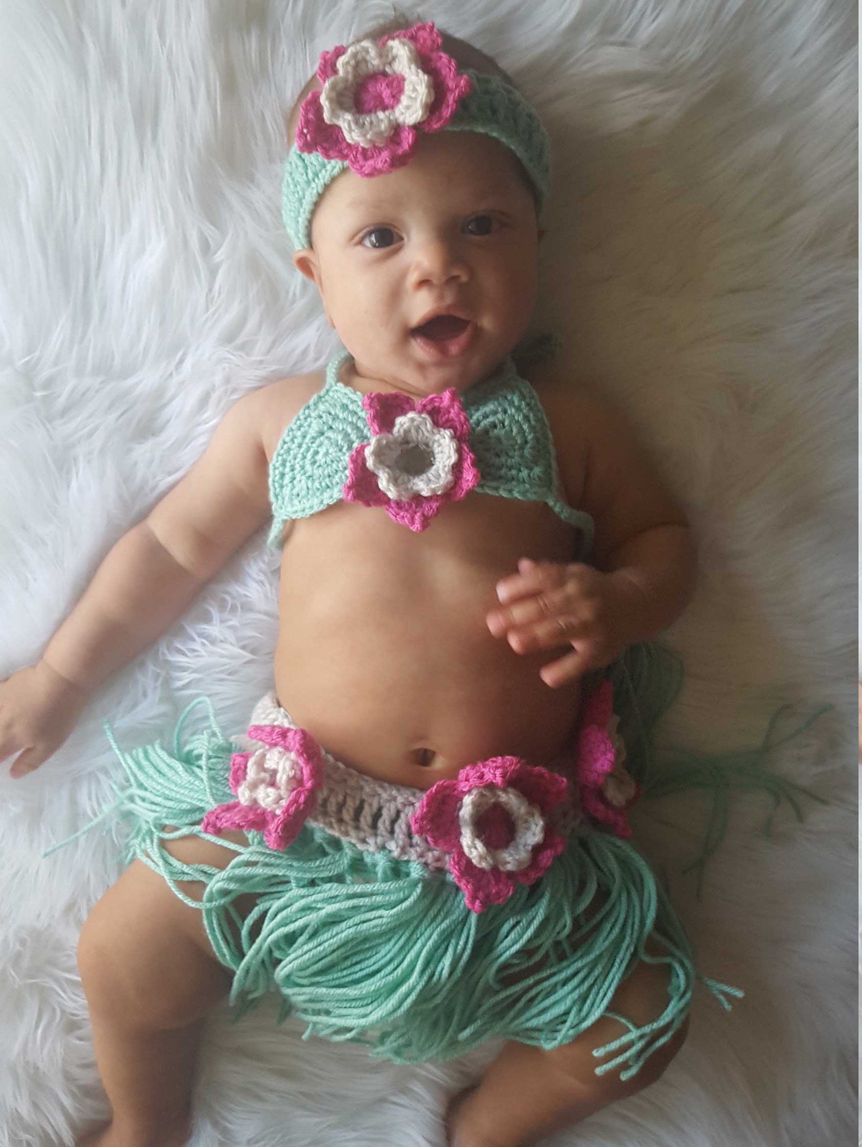 hawaiian, luau, baby grass skirt, swim suit, baby bikini, hawaiian