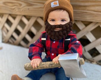 Pretend beard for kids,fake beard,kids beard,Father's Day gift,bearded lady, lumberjack, cosplay beard,faux Santa beard,baby beard,beard hat