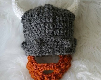 Vikinghoed, vikingbaard, baardhoed, kindvikinghoed, babyviking, volwassen viking, kerstcadeaus voor baby, wintermuts, gehaakte baard, warm