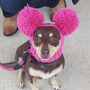dog pom pom hat, poochy pom pom hat, hat for dog, hat for cat, dog hood, dog cowl, chihuahua lover, girl dogs, girl cats, crochet dog hat