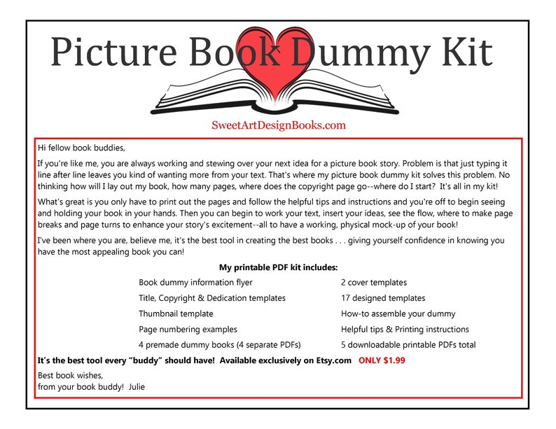 Printable Picture Book Dummy Kit Etsy