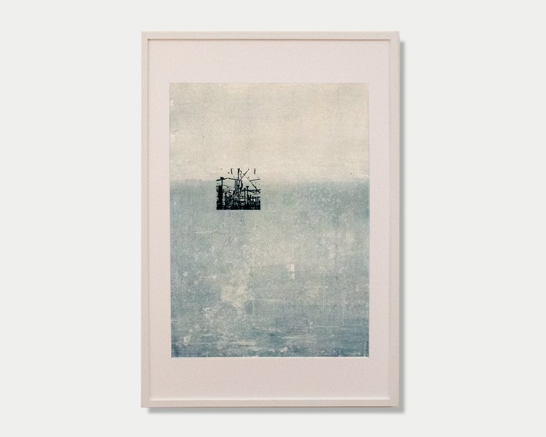 Original monotype print Urban interventions 7