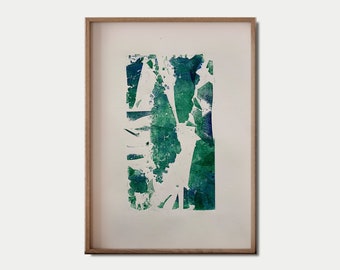 Unpredictable 3&4. Monotype, Prints. Green/Blue.  Tiny Pieces.