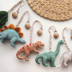 Dinosaurs toy, Baby stroller toys, Dino pram rattle, Pram clip with rattle, Baby shower gift, Christmas baby gift, Dinos nursery decor