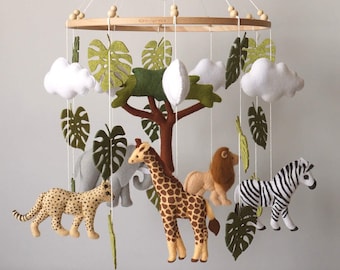 Safari animals mobile African animals mobile Jungle animals mobile Safari nursery Crib mobile Boy safari mobile Baby Girl Jungle mobile