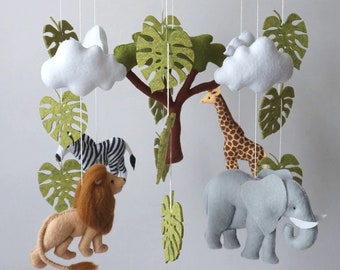 Safari Tiere mobile Dschungeltiere Kinderzimmer Afrikanische Tiere baby mobile Babymobile personalisiert mit Name