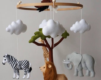Safari mobile Tiere mobile Dschungel-Tiere-Kinderzimmer Afrikanische Tiere mobile Hängende baby mobile Personalisierte Baby mobile Vögel Kinderzimmer Handy