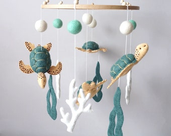 Turtles baby mobile Baby mobile Ocean Sea creatures mobile Nautical nursery mobile Under the Sea Mobile Hanging baby mobile