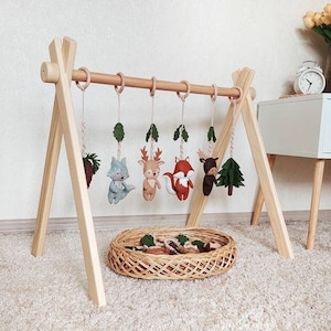 Wooden baby gym, Baby play gym, Pine wood baby gym frame, Baby gym set, Toddler activity center, Foldable WOODEN FRAME ONLY