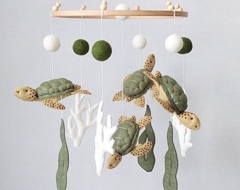 Móvil de tortuga para bebé: Decoración náutica para habitación infantil con criaturas marinas