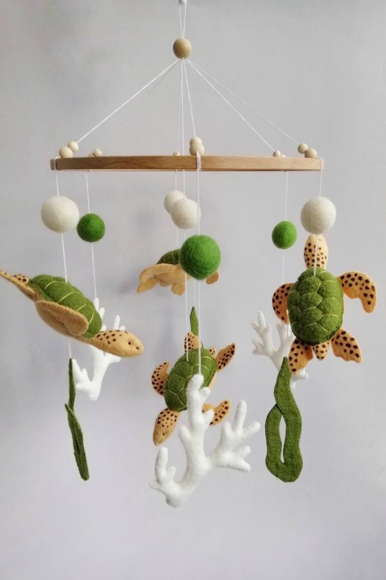 Turtles baby mobile Sea crib mobile Baby mobile Ocean Nautical nursery mobile Under the Sea Mobile image 2