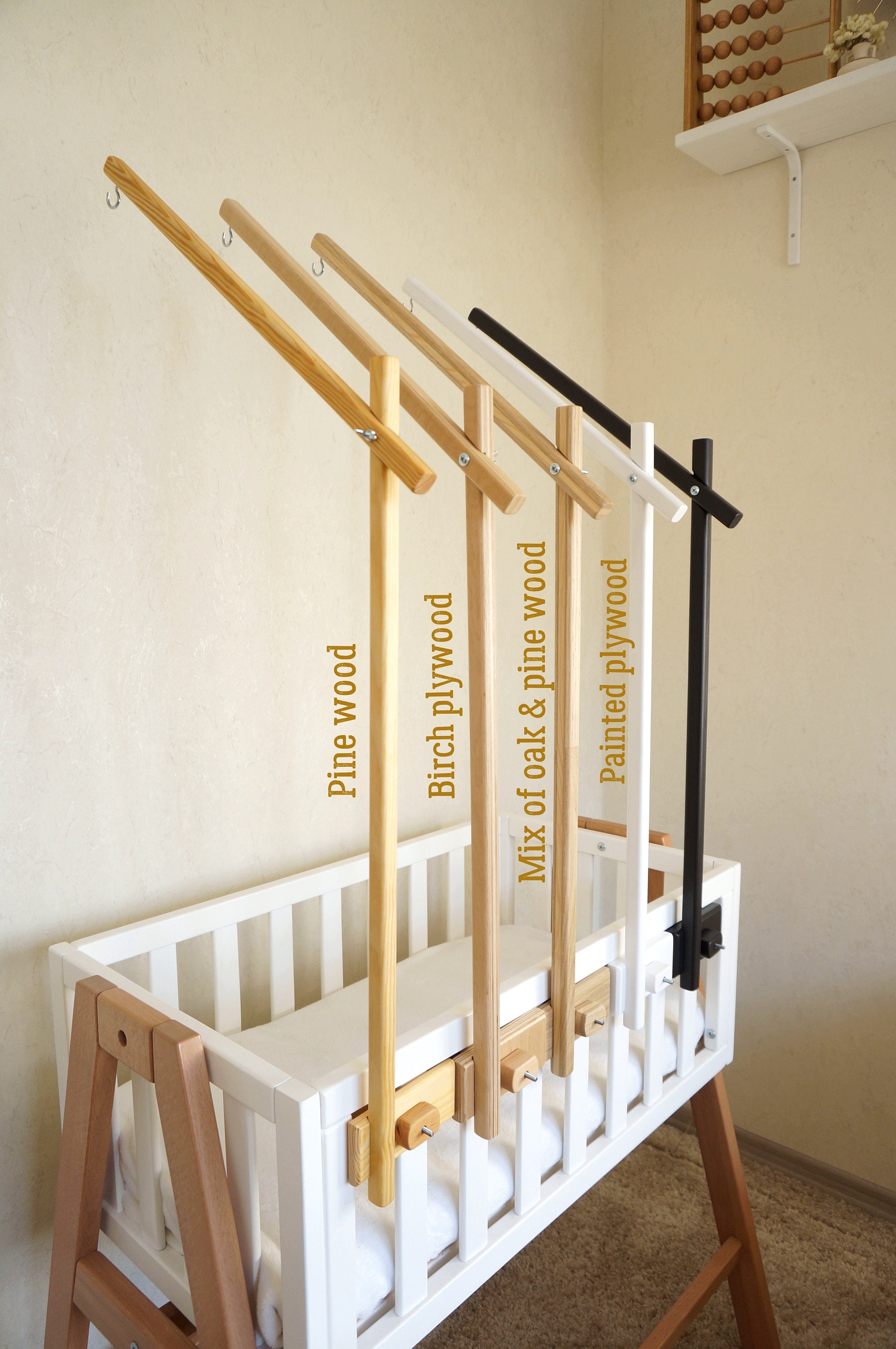 Bras mobile pour bébé, support pour mobile en bois, attache pour lit de  bébé, bras mobile en bois, mobile pour bébé bricolage, attache mobile en  chêne -  France