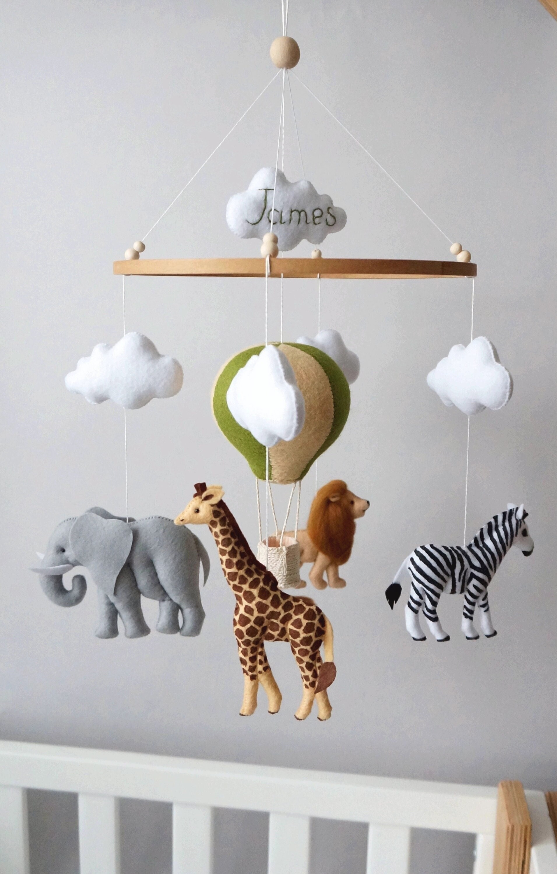 Safari Tiere mobile Dschungel Tiere Kinderzimmer Afrikanische Tiere Baby mobile Heißluftballon mobile Safari Kinderzimmer