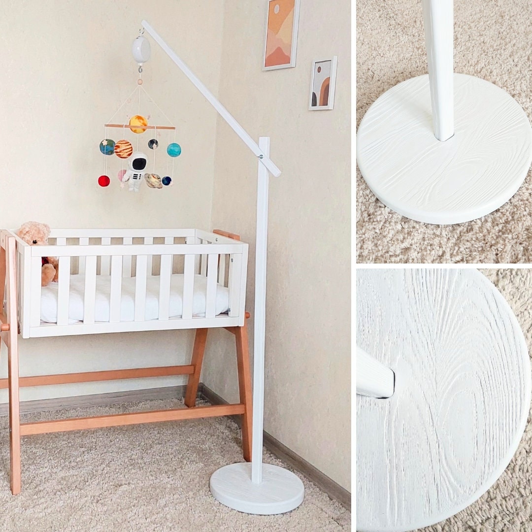 Floor Baby Mobile Hanger, White Floor Baby Mobile Stand, Wooden Baby
