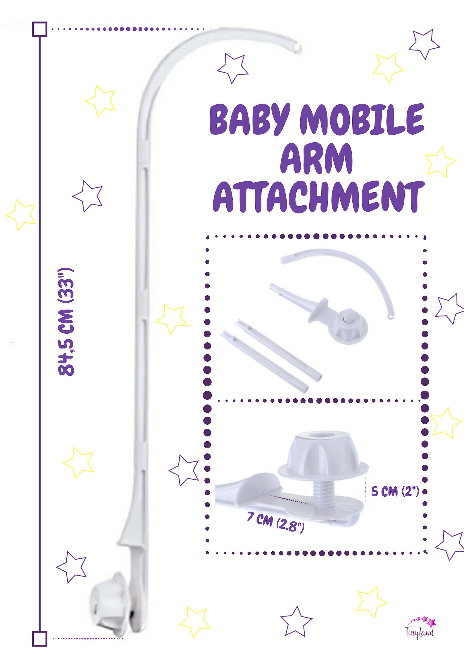 Baby Mobile Attachment Arm Plastic Crib Base White Mobile Etsy
