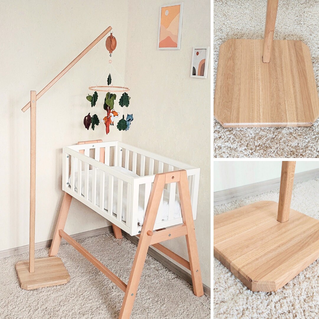 Floor Baby Mobile Hanger, Oak Floor Baby Mobile Stand, Wooden Baby