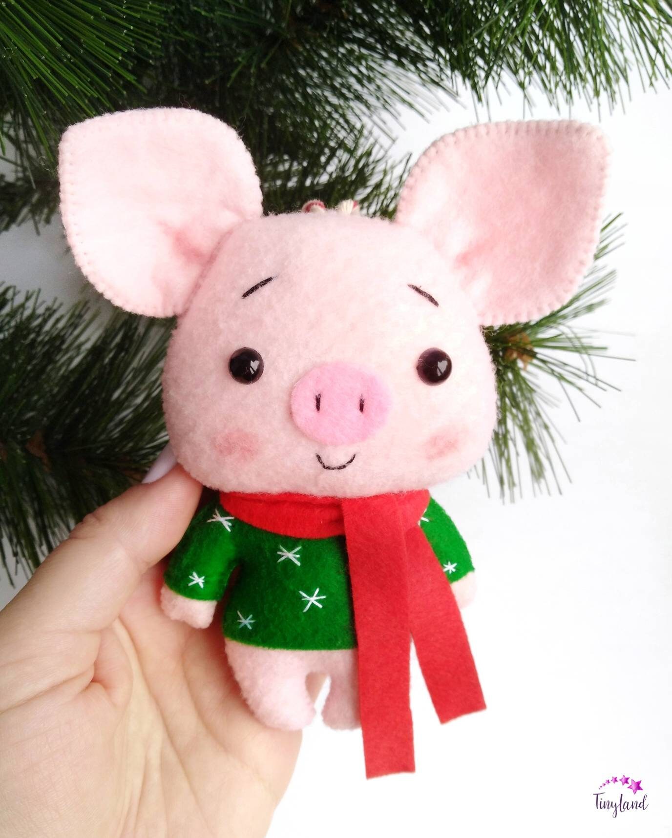 Christmas Pig Ornament Christmas Pig Decor Felt Christmas Pig Etsy UK