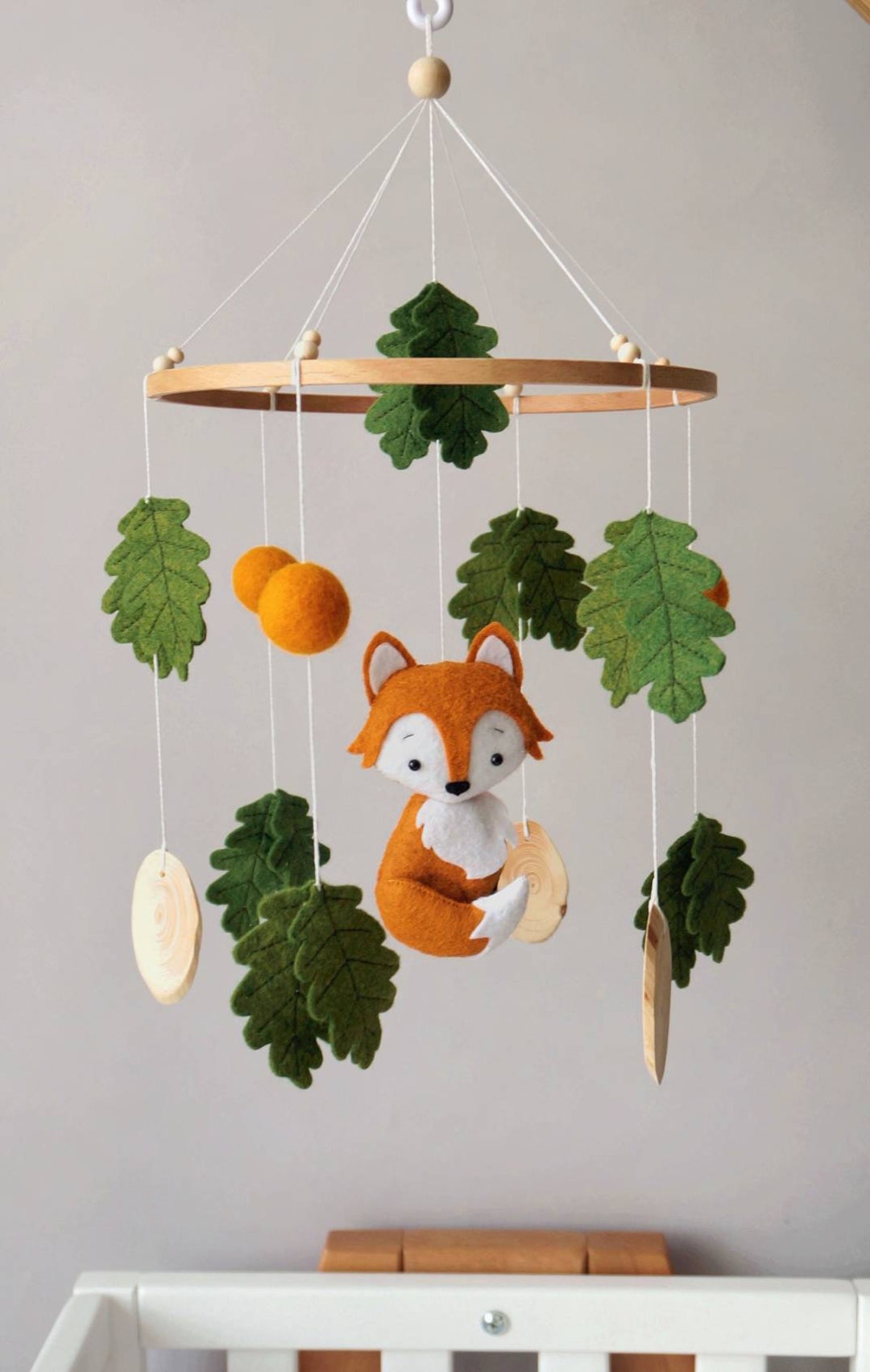 Woodland Fox Baby Mobile: Felt Forest Animals Nursery Decor - Etsy
