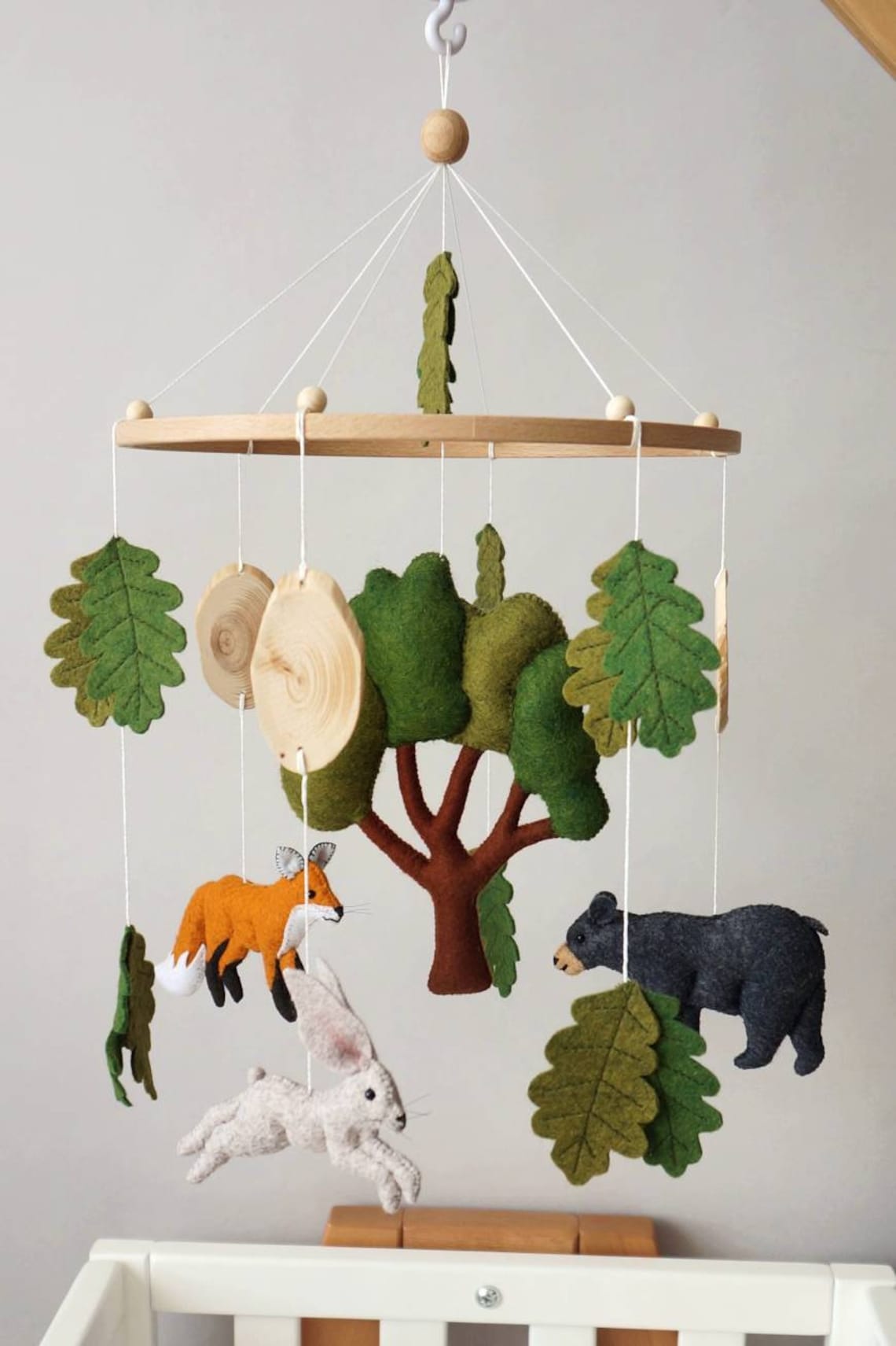 Woodland Mobile Woodland Animals Mobile Woodland Nursery Etsy