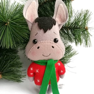 Christmas Donkey Ornament Felt Donkey Toy Christmas Tree Decor Christmas Gift Cute Christmas Ornaments New Year Decor