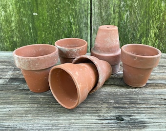 Lot Of 7  Mini Clay Flower Pots 2.75” Garden Collection Terracotta Plant Pots
