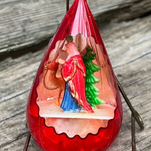 【ひまわり さま】vintage ornament ❀ かわいい 赤いおうち VTG Jewel Brite Teardrop Diorama Wiseman 4”ornament MCM Retro - Etsy