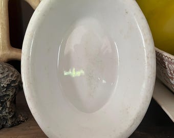 Vintage White Chunky Ironstone Soap Dish Oval 5.5”