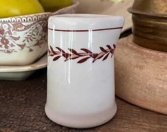 Vintage Ironstone Restaurant Creamer 3”with Brown “Garland”design