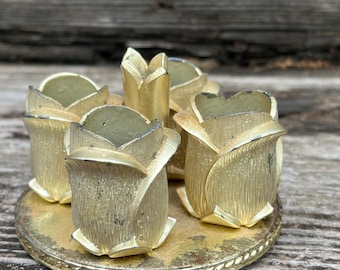 Vintage Avon Golden Vanity Four Rosebud Openings Lipstick Holder Gold Tone