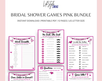 Bridal Shower Games Bundle Printable PDF | Bridal Shower Games Bachelorette | Bridal Shower Games Pink Digital Bundle | Instant Download