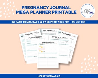 Pregnancy Journal Printable PDF | Pregnancy Organizer Tracker | Pregnancy Planning Kit | Pregnancy Mega Journal | Instant Download