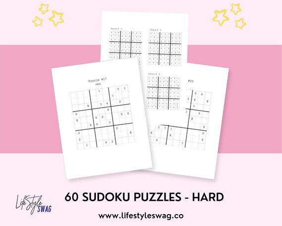 60 hard sudoku puzzles large print sudoku games with answers etsy