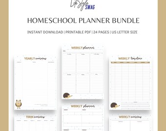 Homeschool Planner Bundle Printable PDF | Undated Homeschool Organizer For Kids | Homeschool Planner for Students  | Instant Download