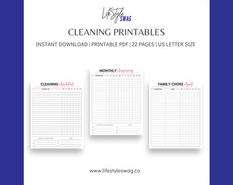 Cleanable Printable Bundle PDF | Cleaning Planner | Cleaning Planner Digital Bundle | Instant Download