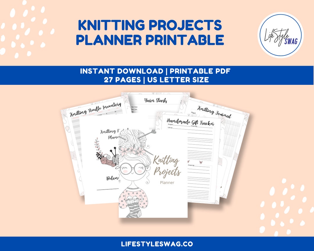 Knitting Projects Planner Printable PDF Knitting Organizer & Tracker