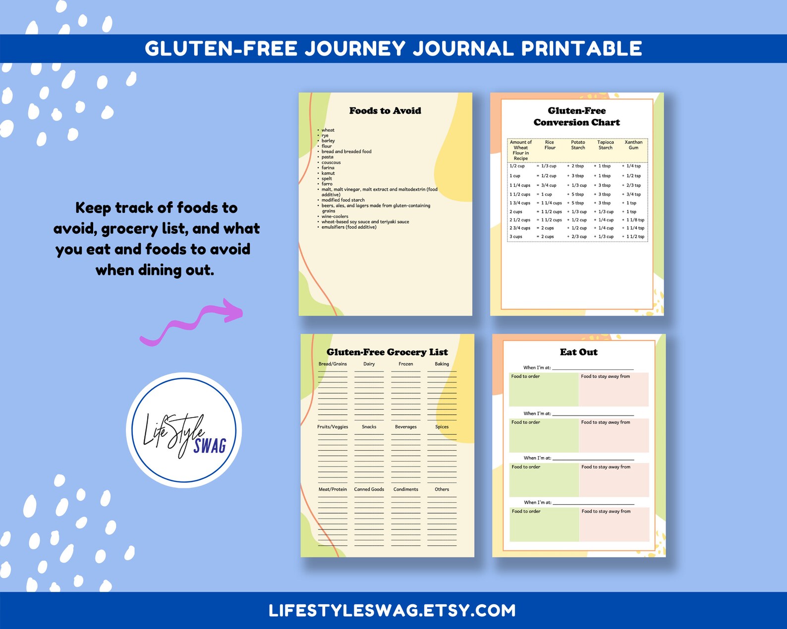 Gluten free Journal Printable Gluten free Food Tracker And Etsy