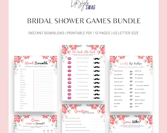 Bridal Shower Games Bundle Printable PDF | Bridal Shower Games Bachelorette | Bridal Shower Games Digital Bundle | Instant Download