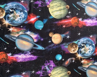 In Space 1297 Planets Space Galaxy Cotton fabric by the yard Custom Cut per order Choose length Outer Space fabric planet fabric stars