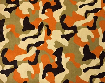 10 Yards Camouflage 10 Mile Orange 60"W Cotton Poly Canvas Duck Fabric Hunting 