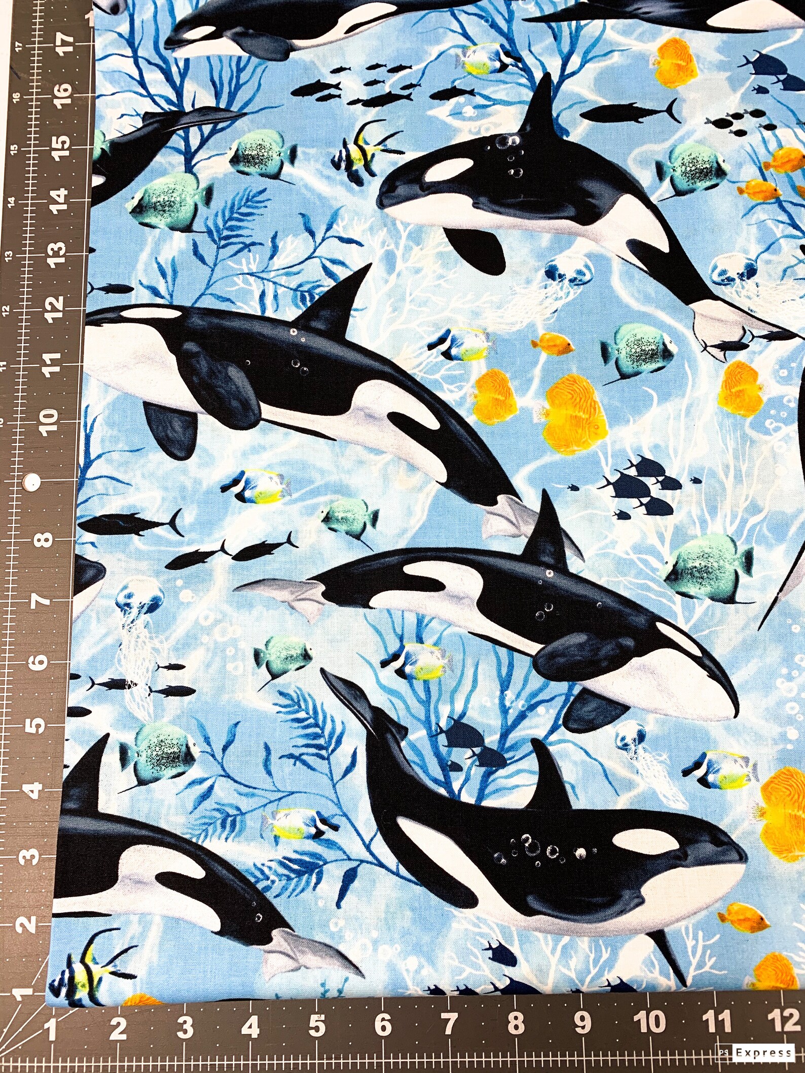 Sea C7959 Blue Whales Cotton fabric by the yard ocean fabric Etsy