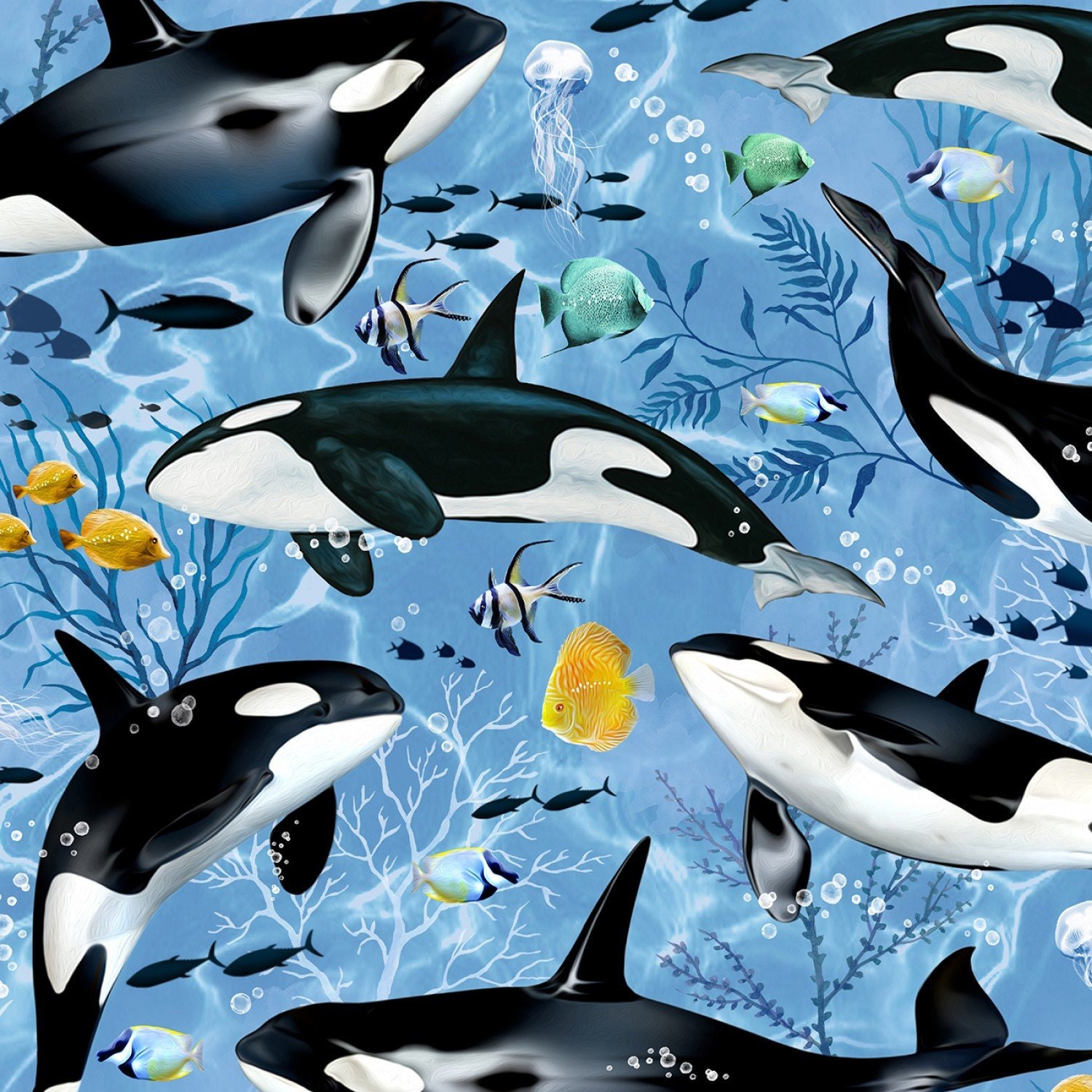 Blue Whale Fabric by the Yard Ocean Fabric Blue Whales Fabric Etsy