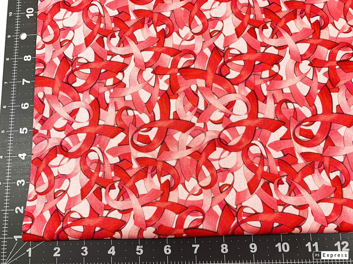 Pink Ribbon Breast Cancer Awareness Cotton fabric by the yard Etsy