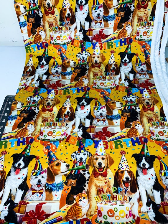 Anniversaire Bash Dog Tissu Danniversaire Par Cour Joyeux Etsy France