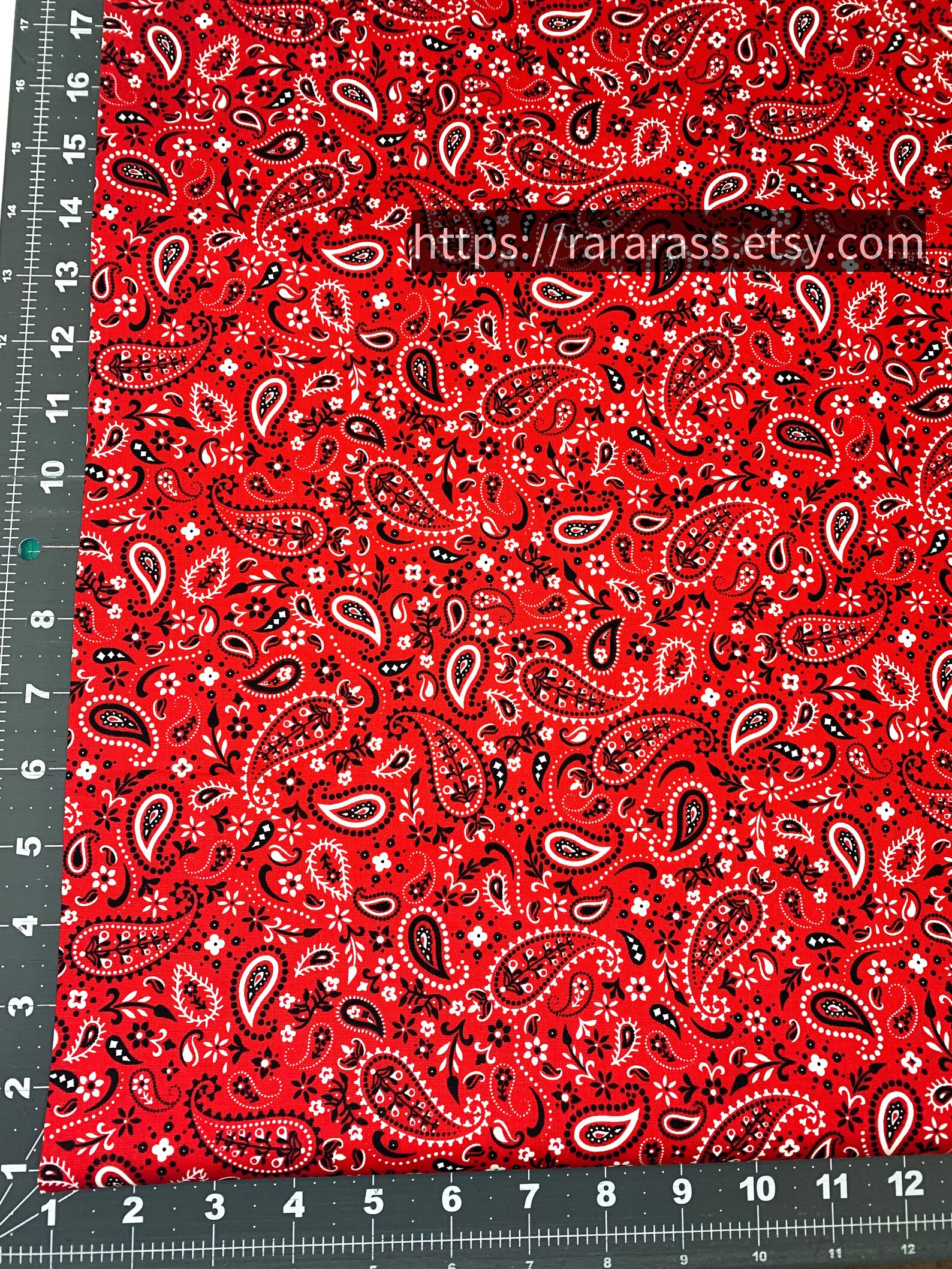 Red Bandana Cotton Fabric by the Yard C1213 Bandana Fabric Red Etsy