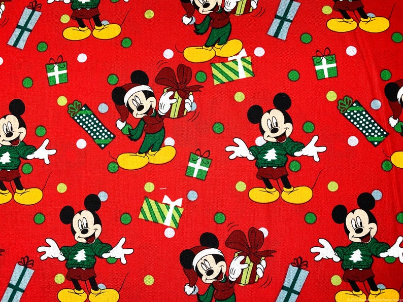 Disney Mickey Mouse Christmas Fabric by the Yard Mickey Cotton | Etsy